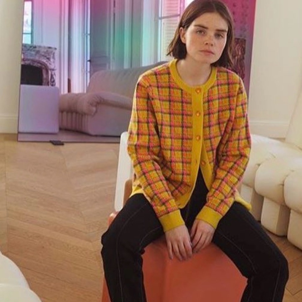 Shrimps Bernard Checked Cardigan Sz S